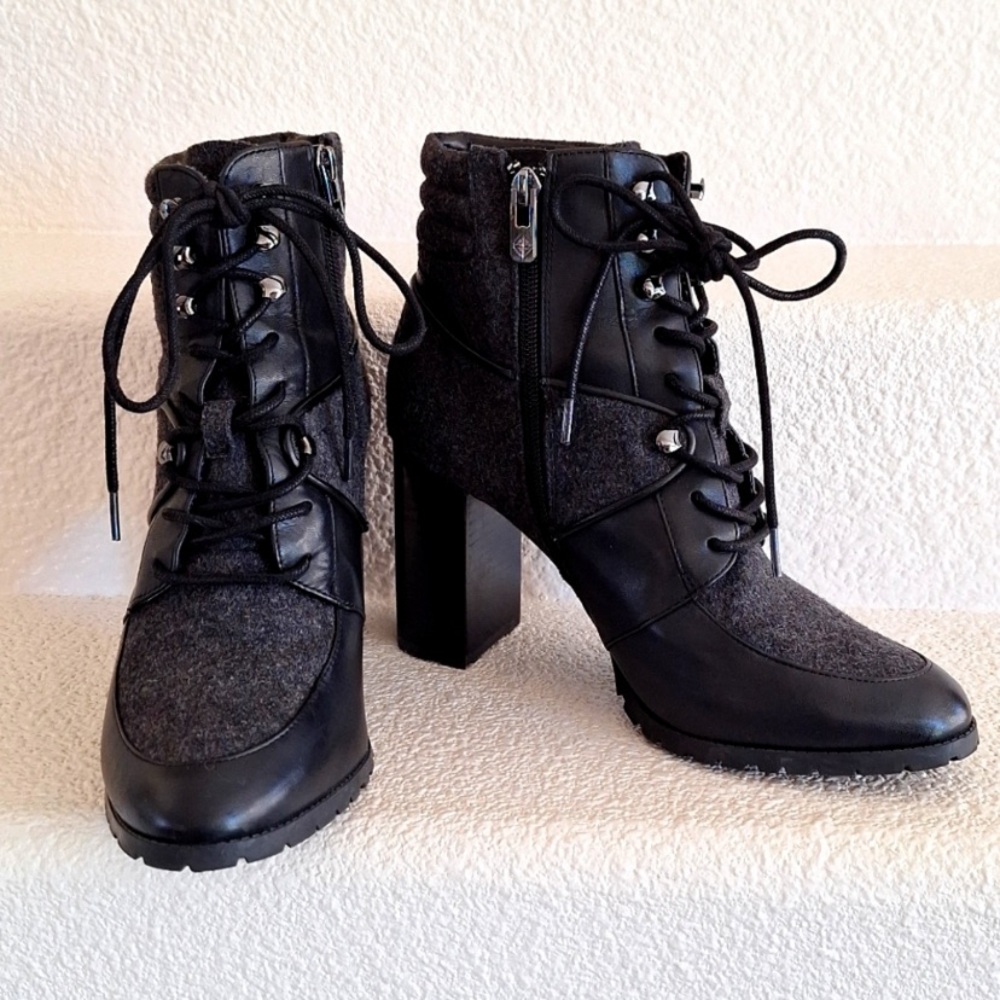 ANTONIO MELANI Black and Charcoal Heeled Boots
